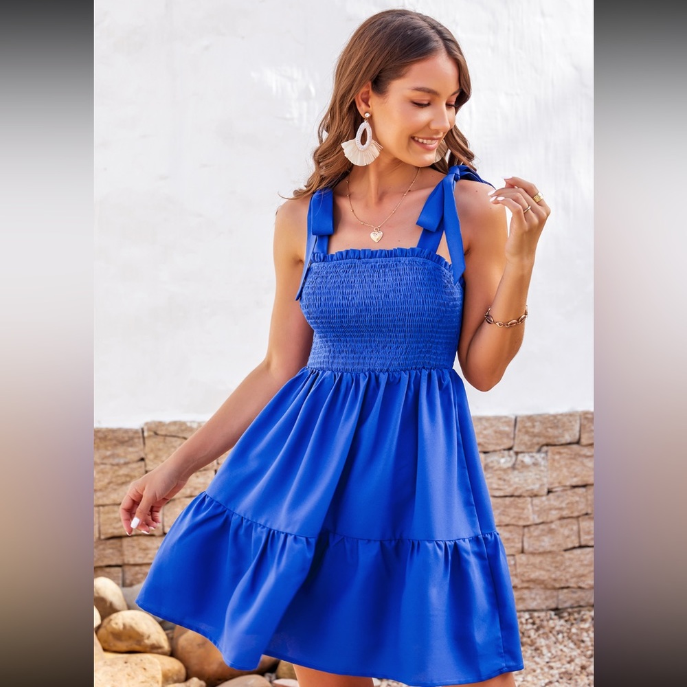 Cristina Lace Up Smocking Slip Dress from Cupshe
